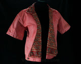 Size 6 Red 50s Cotton Jacket & Pants - Small Rare 1950s Beach Pajama Play Set - Acapulco Resort Chic - Paisley Print Trim - Waist 26.5