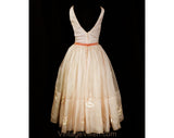 XXXS 1950s Pink Cocktail Dress - Size 000 - Teen Girls 12 - Powder Pink Fit and Flare 50s Debutante Silk & Velvet - Girl Next Door - Bust 30