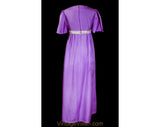 Girl's Size 10 Purple Dress - Old Fashioned Antique Style Costume - Late 1960s Hippie Girls Empire Maxi Gown with Victorian Style Roses Trim