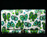 60s Butterflies Vinyl Case - 1960s Butterfly Print - Cosmetic Storage - Toiletry Kit Case - Original Mirror - Celebrity New York - 43321