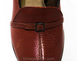 Size 7 AAAAA Leather Shoes - Unworn Deco Style Rust Brown Pumps - Sophisticated Secretary Chic 1950s 60s Heels - Deadstock with 1930s Appeal