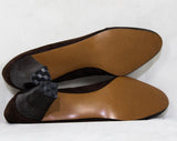 Size 7 Retro Style Shoes - 1930s 40s Inspired Chocolate Brown Suede 1970s Shoes - Unworn Deadstock - 7M Spectator Pumps - Faux Reptile Trim