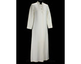 Size 6 Ivory Coat - 1960s White Mod Small Maxi Jacket with Standing Collar - Minimalist Evening Chic - Sears Junior Bazaar - Bust 34.5