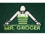 Men's Large Sweater - Vintage 1970s Mr. Grocer V-Neck Top - Mens Retro 70s V Neck Pullover - Hunter Green Grocery Store - Chest 46 - 35743