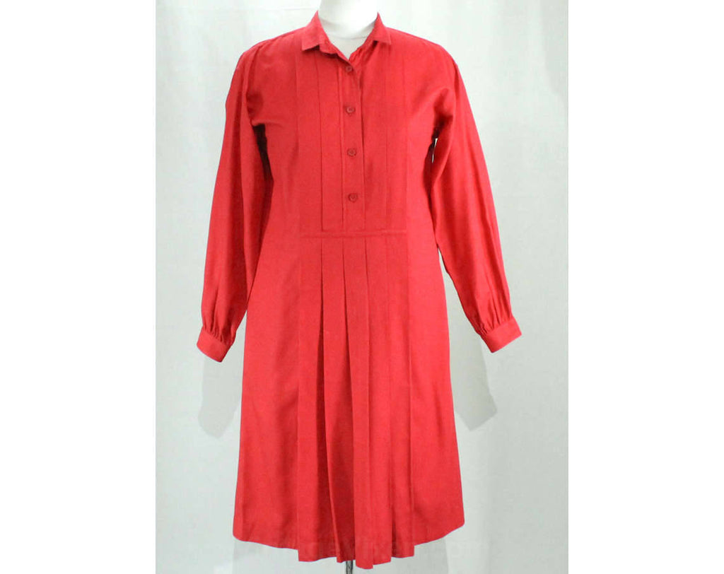 Size 12 YSL Dress - Red Long Sleeved Cotton Sheath - 1980s Peasant Loo Vintage Vixen Clothing Size 12 YSL Dress - Red Long Sleeved Cotton Sheath - 1980s Peasant Loo Vintage Vixen Clothing