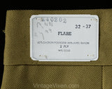 Men's Medium 60s Pants - Mod Late 1960s Khaki Brown Tailored Pant - Boot Cut Flare Leg Trouser - Savoy Deadstock - Waist 32.5 - Inseam 34.75