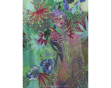 Size 8 Tropical Dress - Designer 80s Macaw Birds Novelty Print Cotton Gauze - Orchid Purple Sea Green - Resort Chic Louis Feraud - Waist 30