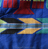 1950s XS Full Skirt - Mexican Quetzal Cotton Brocade - Size 0 50s Rockabilly Pleated Skirt - Blue Green Red Novelty Birds - Waist 23 - 50084