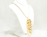 Modernist Necklace & Earrings - Brass Metal Echo Chamber Motif - 1970s 80s Disco Chic - Clip Earring - Gold Hue - 70s 1980s Modern - 50425