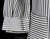 Size 10 1960s Jacket - Medium Black & White Seersucker Style Striped Casual Blazer - 50s 60s Mid Century NWT Deadstock - Bust 40.5