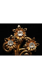 Feminine 1940s Rhinestone Flower Bouquet Pin - Gold Color Metal Brooch - Goldtone 40s World War II Era - Deco Style Flowers - 36397-1