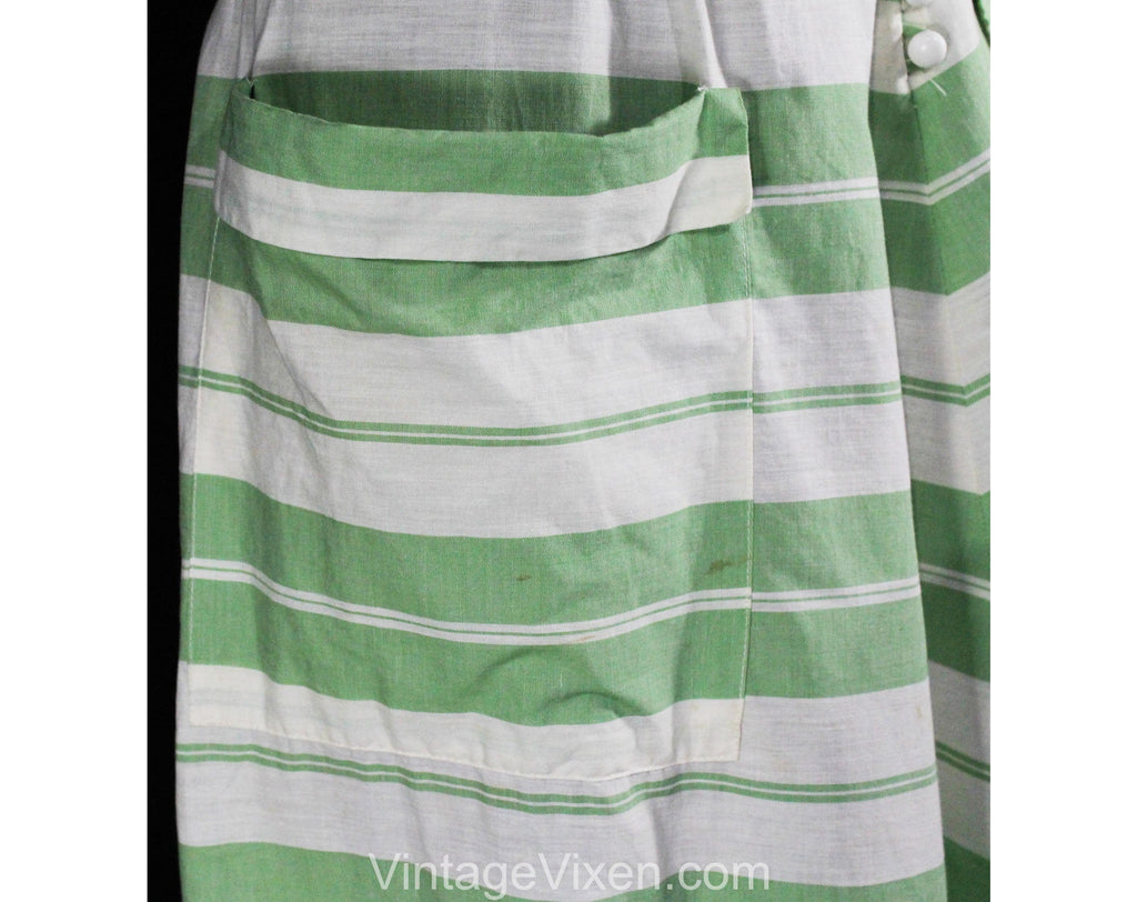 Size 4 1940s Summer Dress - Mint Green Chevron Stripe Cotton - Late 40 Vintage Vixen Clothing Size 4 1940s Summer Dress - Mint Green Chevron Stripe Cotton - Late 40 Vintage Vixen Clothing