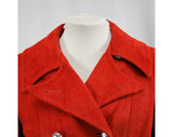 Size 10 Suede Coat - Mod 1960s Burnt Orange Overcoat - Medium Size - Double Breasting - Modern Chic - Fall Rust Color - Bust 37