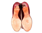 Size 4.5 1940s High Heel Shoes - Unworn Ruby Red WWII Era Pumps with Round Toe - Sexy Pin Up Girl's 40s 50s Deadstock - 4 1/2 and 5 Mismatch