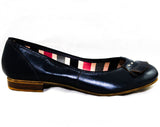 Small Size 1950s Navy Shoes - Size 5 Dark Blue Ballet Flats with Leather Fringe & Studs - Low Heels - 40s 50s Bobby Soxer Deadstock