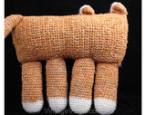 1960s Cat Stuffed Animal - Kooky Kitsch 60s Hand Crochet Stuffie - Orange & White Yarn with Googly Eyes - Funny Casual Rec Room Craft Kitty