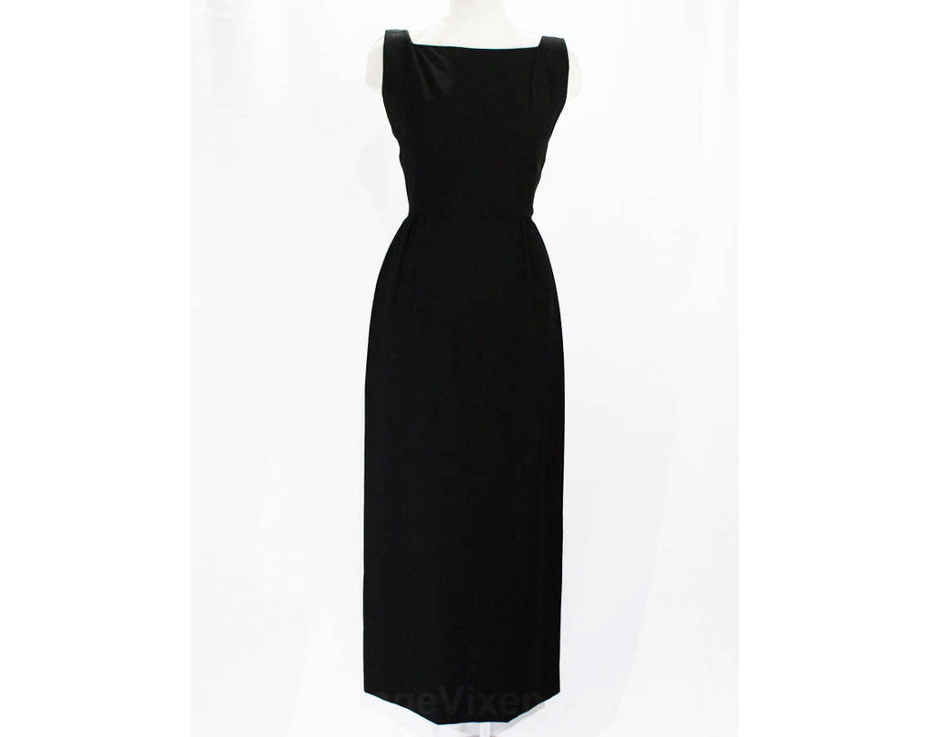 Size 2 Black Evening Dress - 60s Audrey Formal Gown with Velveteen & F Vintage Vixen Clothing Size 2 Black Evening Dress - 60s Audrey Formal Gown with Velveteen & F Vintage Vixen Clothing