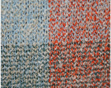 Large 1980s Missoni Dress - Short Sleeved - Big Checks Autumn Plaid Knit - Orange Blue Gray - Size 12 Designer 80s - Waist 28 to 34 - 40587