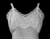 Size 10 1950s Slip - Pretty 50s White Full Slip with Lace Bust - 50s Spring Summer Pin-Up Lingerie - Adjustable Shoulder Straps - Bust 37.5