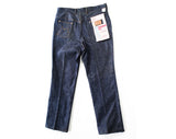 Large Retro Denim Jeans - 1960s Dark Indigo Blue Cotton - Ladies Size 12 Straight Leg 60s Dungarees - Rockabilly Deadstock - NWT - Waist 33