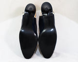 Size 8.5 Navy Shoes - As Is Classic 1980s Dark Blue Slingback Heels - Retro 80s NOS Deadstock - Two Tone Toe Caps - 8 1/2 W Wide Width