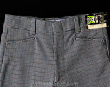 Teen Size 14 16 Blue Polyester 1960s Pants - Teenage Boy's 60s Mod Trouser - Late 60s 70s Houndstooth Double Knit - Waist 27 - NOS Deadstock