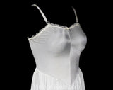 Size 2 White Full Strapless Slip with Convertible Optional Straps - 1970s 1980s Lingerie - Shimmery Nylon Tricot & Lace Underslip - Bust 32