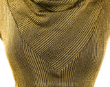 Size 12 1960s Gold Dress - Sparkling Metallic Lurex 60s Cocktail - Gorgeous Large Curvy Knit - Sleeveless Cowl Neck with Belt - Bust 38.5