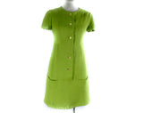 Size 2 Avocado Green Dress - Faux Linen Tailored 60s Sheath by Italian Designer Sarmi - Short Sleeved XS Spring 1960s Deadstock - Bust 32