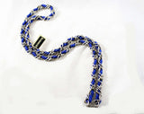 Beautiful Indigo Blue Spiral Cord Gold Chain Hip Belt - Any Size - Summer Waist Jewelry - Accessocraft NOS - 1960s Woven Brass Links