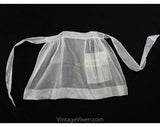 1950s Rosebud Apron - Sheer White Cotton Half-Apron with Single Pocket - Size Large XL - Sweet Tea Party Style 50s Cottage Style - Waist 34
