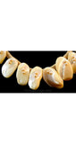 Vintage 50s Polished Shell Resort Necklace - Summer Beige 1950s Beach Jewelry - Handmade Rockabilly Casual Beachy - Artisan Style - 38413-1