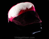 1960s Fuchsia Pink Hat with Veil - White Feathers & Vivid Bright Velvet - 60s Femme Millinery - Spring Summer Confection Style with Veiling