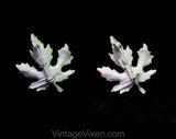 1950s Leaf Brooches - Pair of Scatter Pins - Green & Brown Fall Leaves - Autumn Season - Two Pieces 1960s Classic Jewelry - Gerry's - 50566