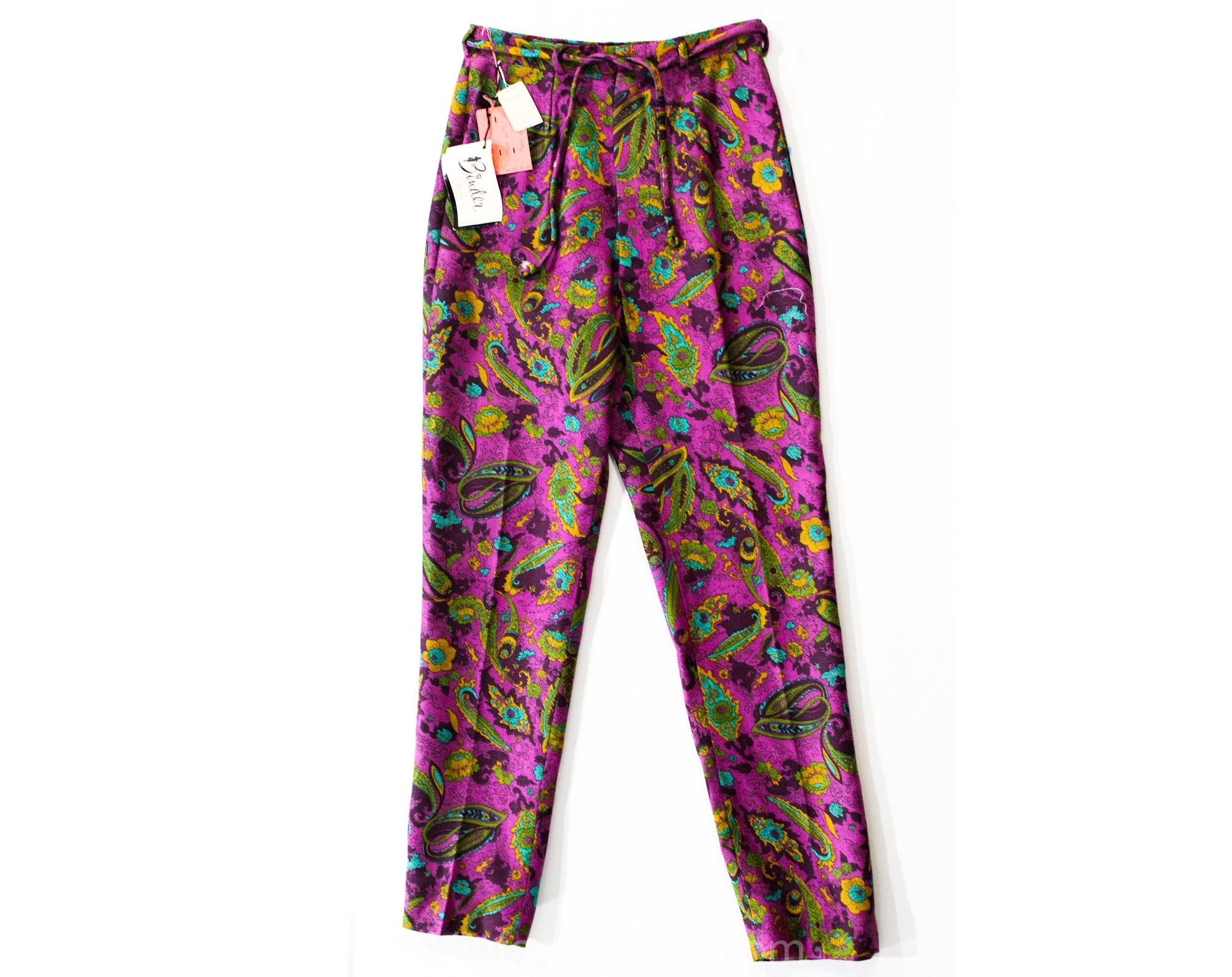 1960s cigarette pants Size 2 Paisley Pants - XS 1960s Purple Tailored Slim Cigarette Pants 1960s cigarette pants Size 2 Paisley Pants - XS 1960s Purple Tailored Slim Cigarette Pants