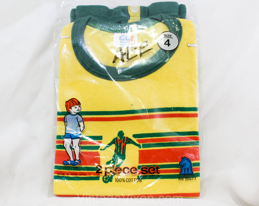 1970s Soccer Star T Shirt & Shorts - Size 4T Toddler Boys Girls Gender Neutral Sports Set - Deadstock Summer Retro Athletic 70s Children's