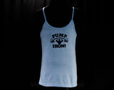 Men's XXS Tank Top - Pump Iron Sleeveless Old School Athletic T Shirt - Body Builder Weight Room Muscle Tee - 1970s 80s Mens - Chest 34