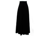 Size 0 Black Maxi Skirt - Classic 1970s Velvety Velour Stretch Knit Ankle Length Long Skirt - Dressy 70s Evening Separates - XXS - Waist 23