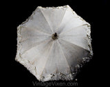 Antique Umbrella - 1890s 1900s Victorian Edwardian Parasol - Neutral Linen Lace & Burled Wood - Beautiful and Authentic Gibson Girl Style