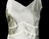 Size 4 White 1930s Full Slip - Seductive Bias Cut Satin - Authentic 30s Small Pin Up Girl Lingerie - Sexy 30's Long Negligee - Bust 32 33