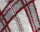 Men's Medium 60s Sweater - Maroon & Gray Plaid Knit - Mod Mens Fall Winter Pullover by Izod - V Neck 1960s Preppie Long Sleeve - Chest 42