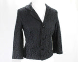 Size 8 50s Suit - 1950s Navy Lace Jacket & Skirt - Dark Blue Early 60s Audrey Style Elegant Summer Outfit - Satin Piping - Waist 26.5