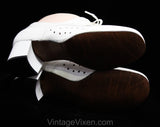 Never Worn Size 7 1/2 1960s Shoes - Off White Polka Dot Perforated Pumps - Deco 20s Inspired - Dotted Leather - 60s Deadstock 7.5 Wide Width