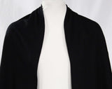 1950s Black Knit Shawl with Yarn Tassels - Any Size 50s Classic Winter Wrap - Large Warm Glamorous Rectangle Scarf - 53 x 22 Inches