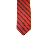 50s Striped Tie - 1950s Maroon Red & Black Silk Tie - Diagonal Stripes - Collegiate Style - Woven in Italy - Italian Silk - 37137-1