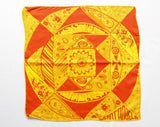 Designer Giorgio di Sant Angelo Silk Scarf - Orange & Yellow 1960s 70s Psychedelic Print - Bold Paisleys and Swirls - Hand Rolled Hems