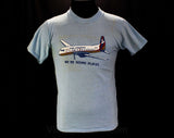 Men's XS Airplane TShirt - Air Virginia Airlines Vintage Tee - Short Sleeved Blue Mens Summer Top - Retro Graphic - Chest 37 - 46407