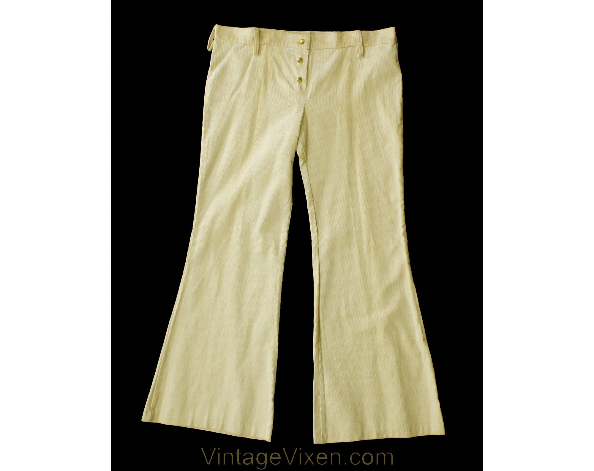 Size 10 Corduroy Bellbottom Pants - Ladies 1970s Low Rise Cotton