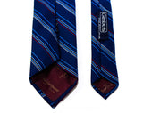 1980s YSL Men's Tie - Fine Navy Blue Striped Necktie by Designer Yves St Laurent - Dark Red Brown White Diagonal Stripe - Preppy 80s Gimbels