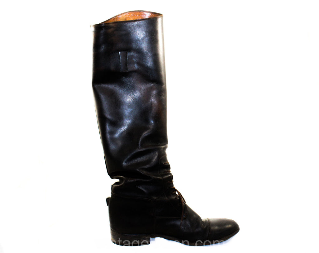 Size 8 Vogel Riding Boots - Custom Made Dark Brown Leather Tall Boot from NYC Maker Established 1879 - Antique Style Equestrian Footwear